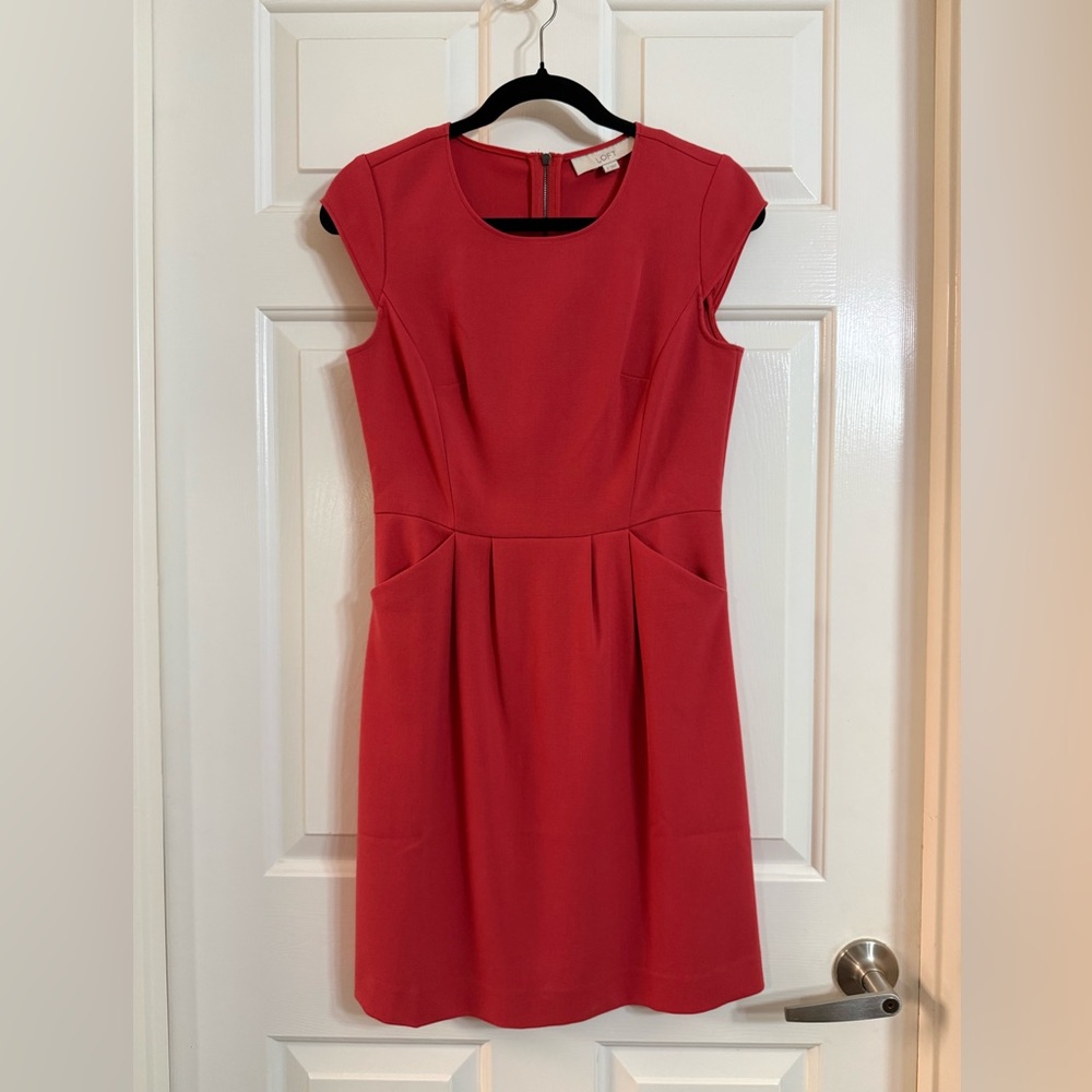 LOFT Red Cap Sleeve Dress